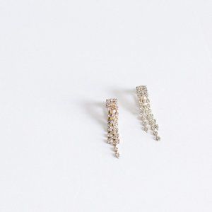 Vintage Cascading Drop Earrings Screw Back Antique Clip Style Crystal